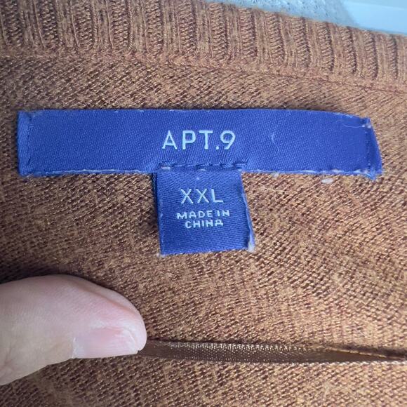 Apt. 9 Womens Sz XXL burnt orange ribbed asymmetrical long sleeve top fall #3108 - Picture 6 of 8